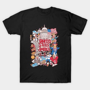 United States Of America Cartoon T-Shirt